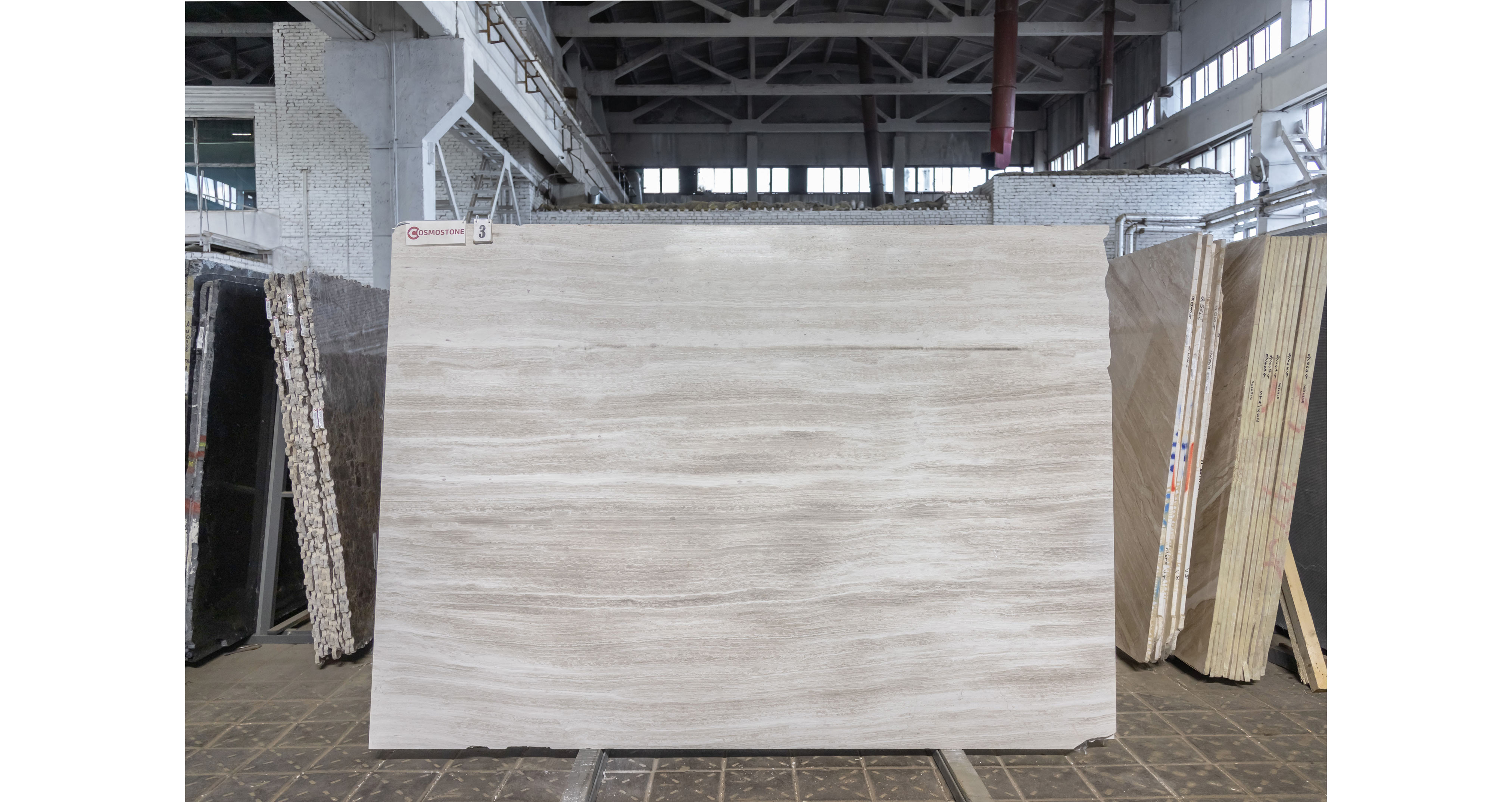 Мрамор Вайт Вуден / White Wooden — слэб 18 мм, полированный · 2630 × 1870 мм · партия И · № 003
