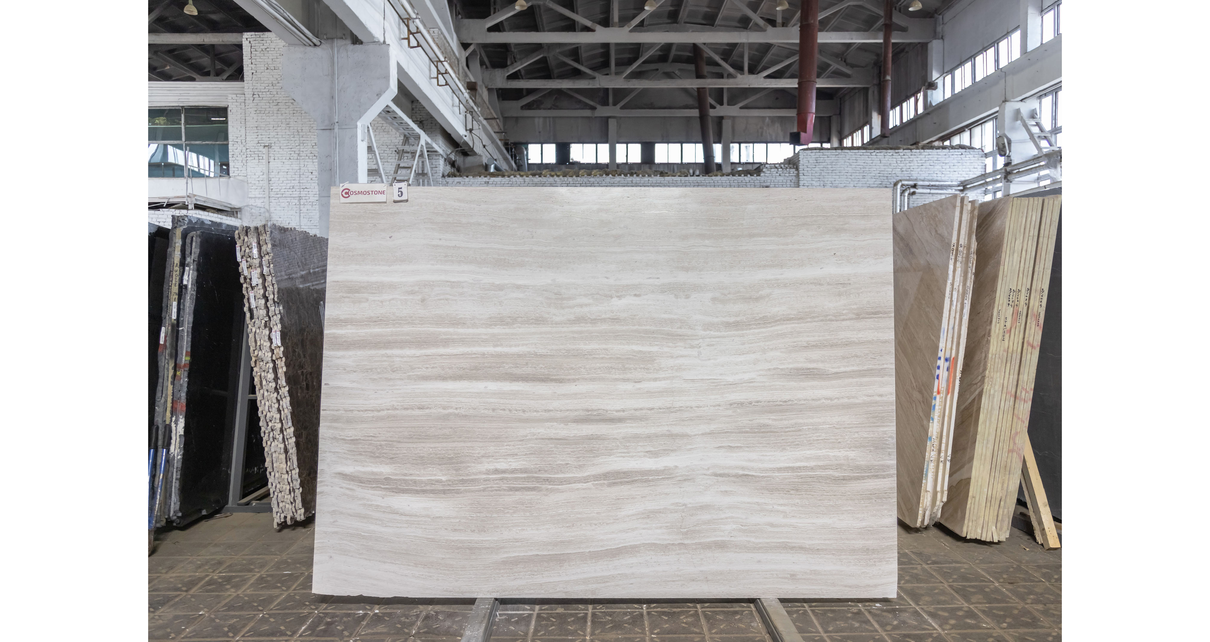 Мрамор Вайт Вуден / White Wooden — слэб 18 мм, полированный · 2630 × 1870 мм · партия И · № 005