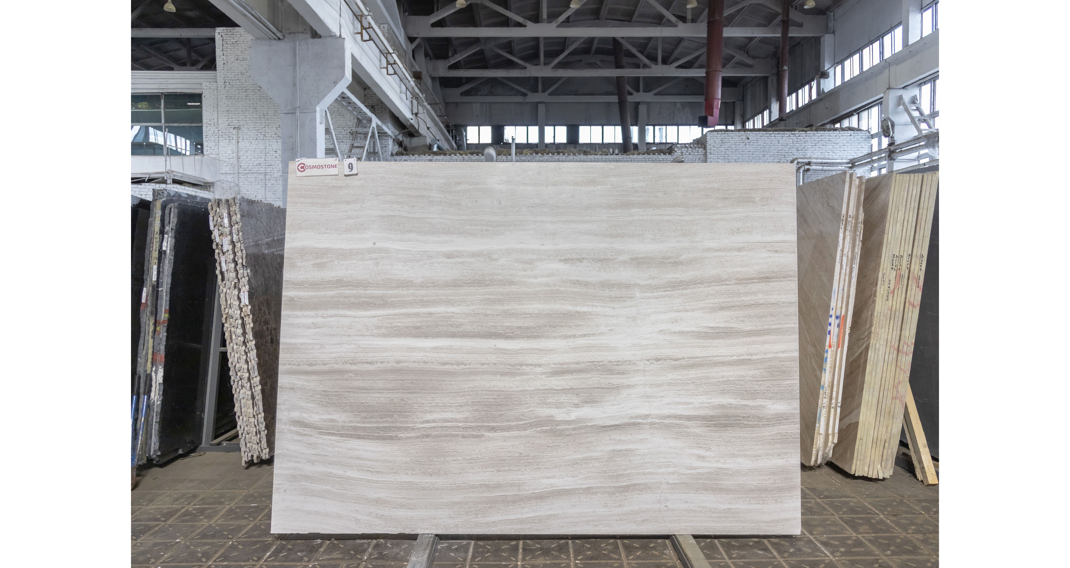 Мрамор Вайт Вуден / White Wooden — слэб 18 мм, полированный · 2630 × 1870 мм · партия И · № 009