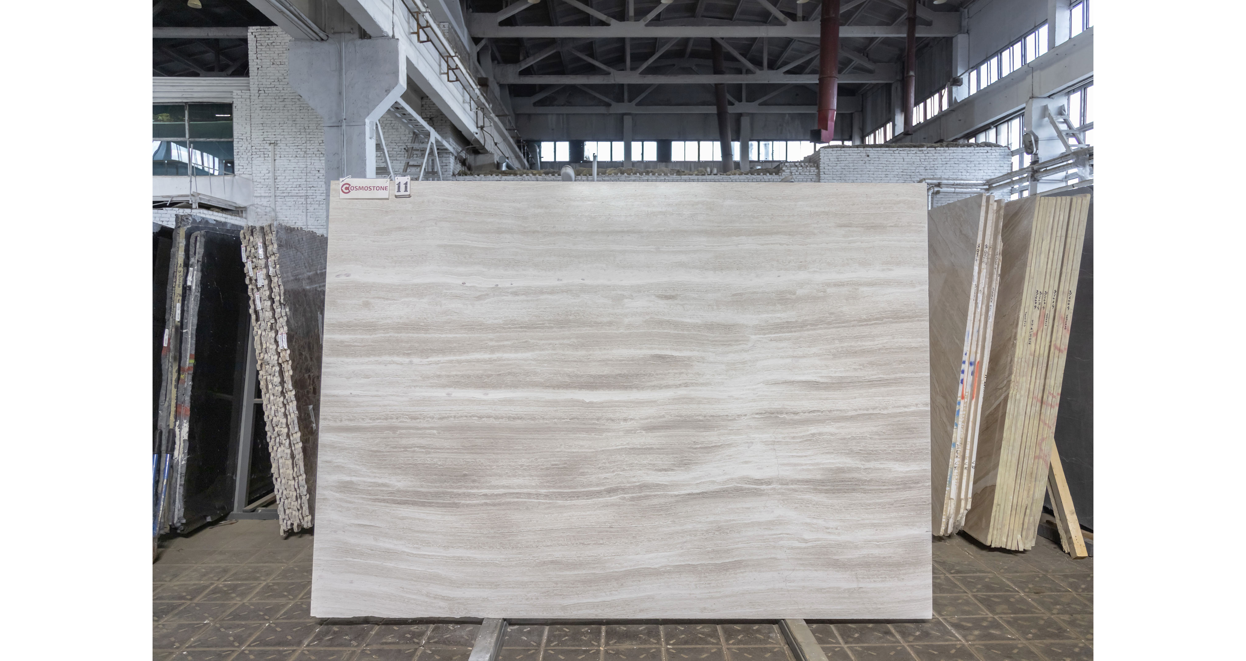 Мрамор Вайт Вуден / White Wooden — слэб 18 мм, полированный · 2630 × 1870 мм · партия И · № 011