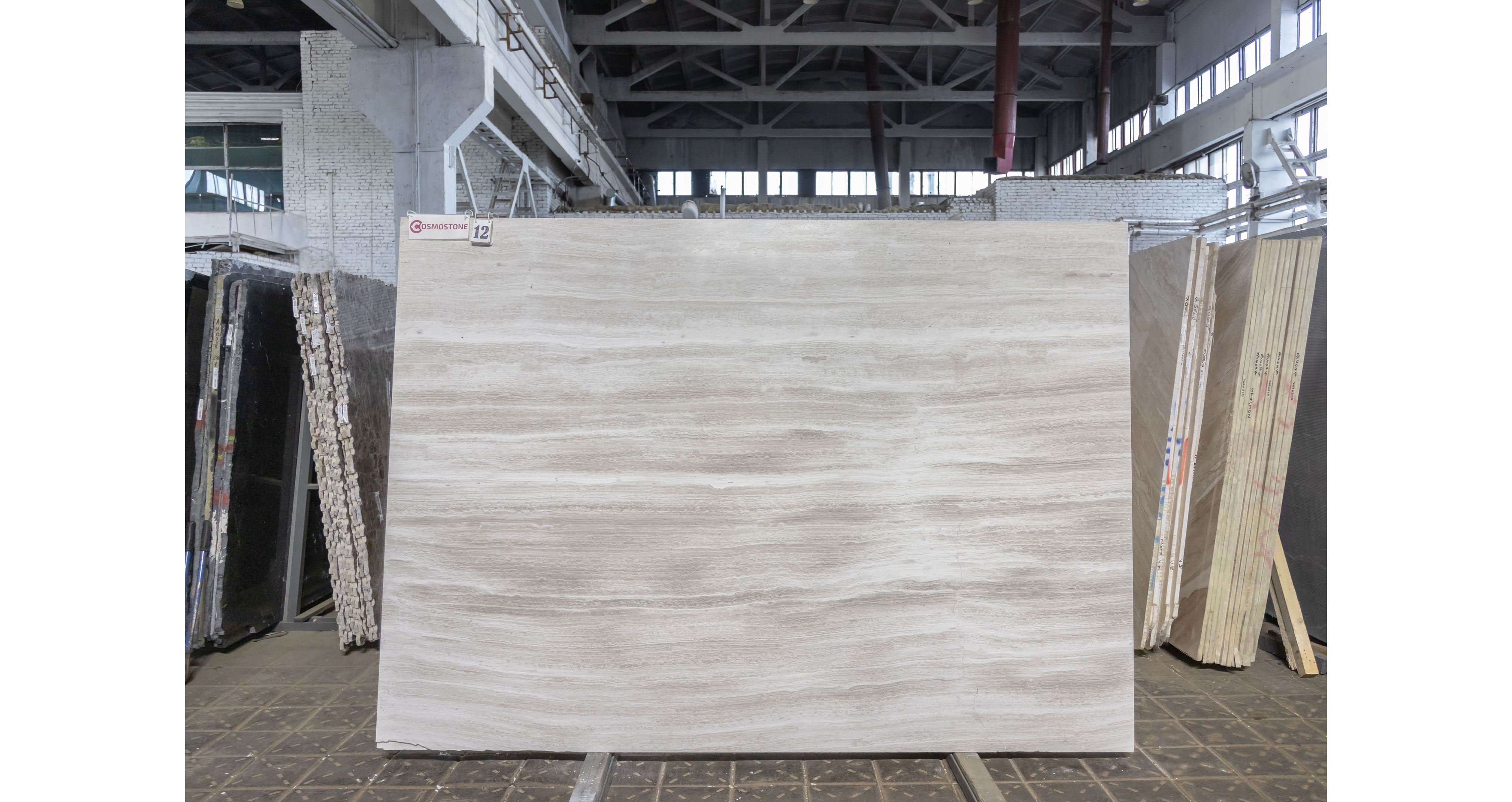 Мрамор Вайт Вуден / White Wooden — слэб 18 мм, полированный · 2630 × 1870 мм · партия И · № 012