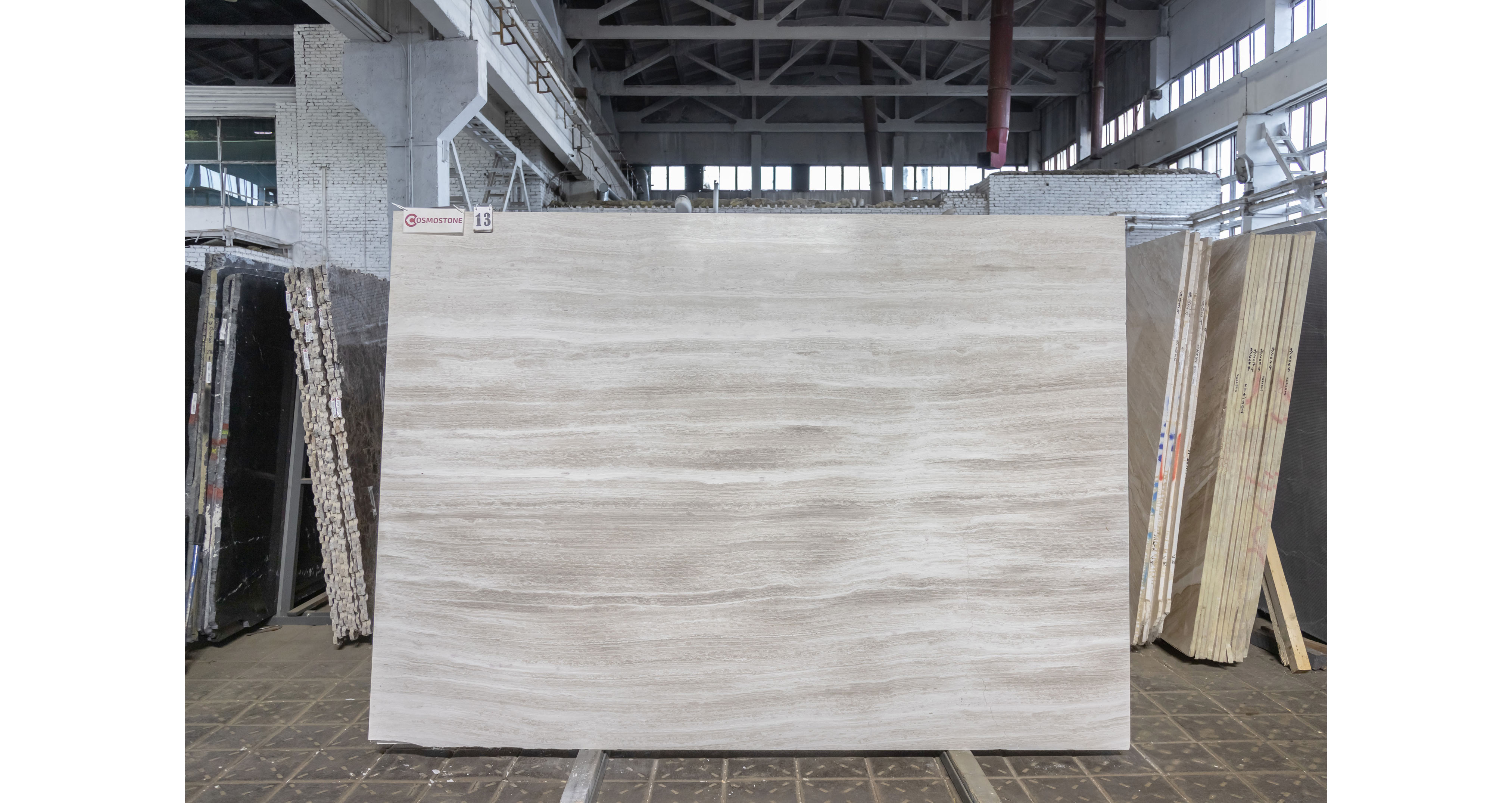 Мрамор Вайт Вуден / White Wooden — слэб 18 мм, полированный · 2630 × 1870 мм · партия И · № 013