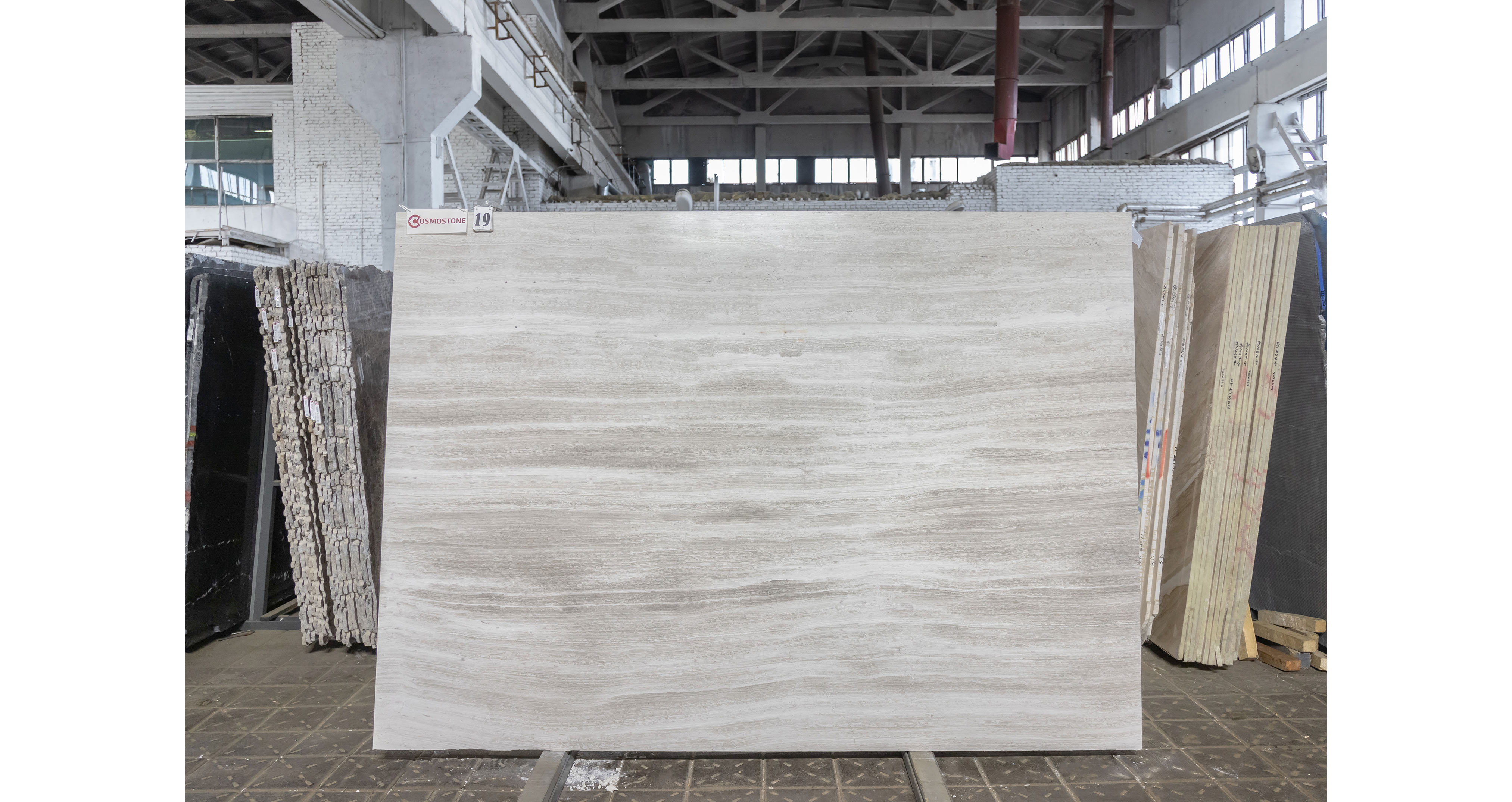 Мрамор Вайт Вуден / White Wooden — слэб 18 мм, полированный · 2630 × 1880 мм · партия И · № 019