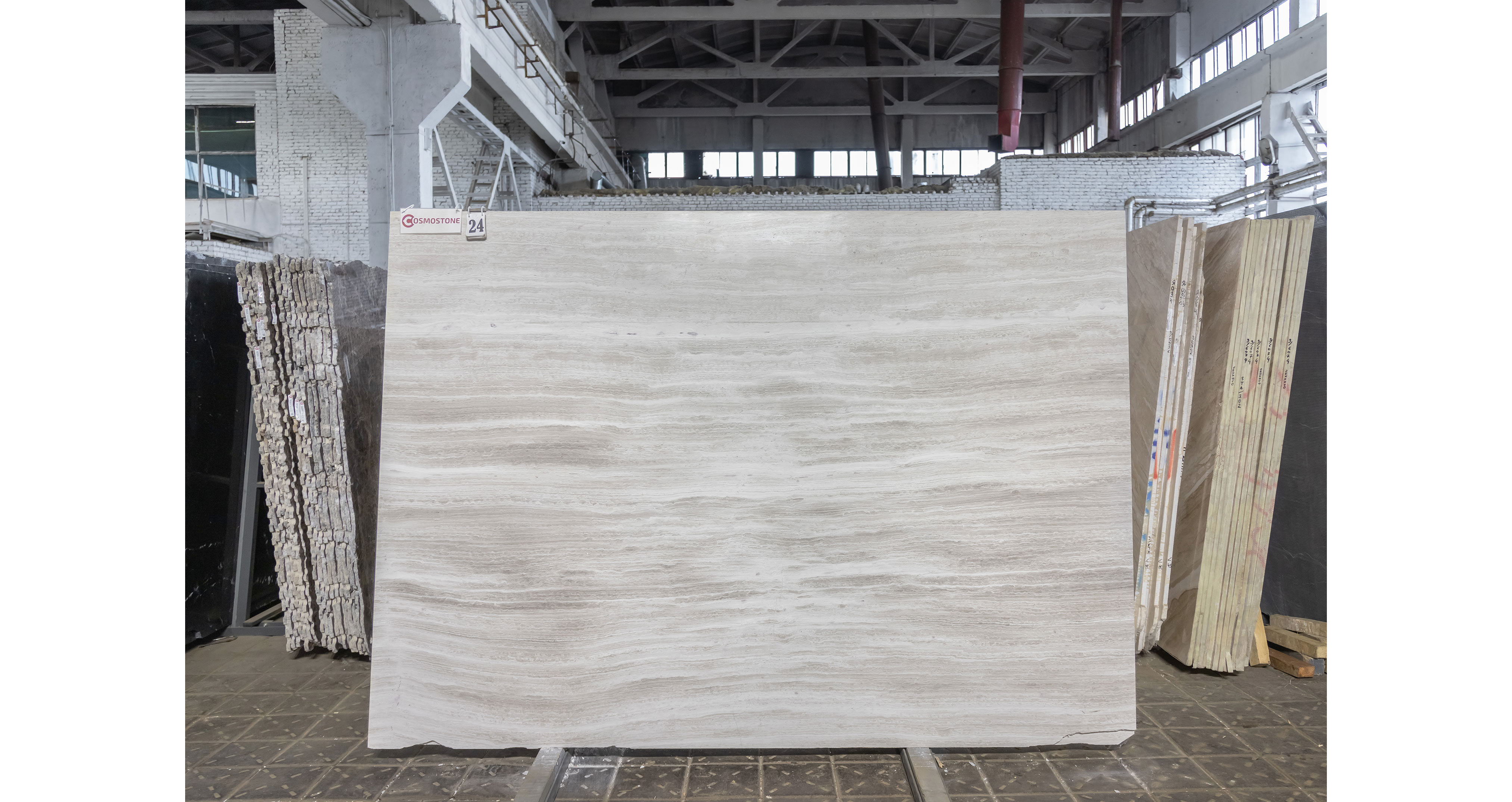 Мрамор Вайт Вуден / White Wooden — слэб 18 мм, полированный · 2630 × 1880 мм · партия И · № 024