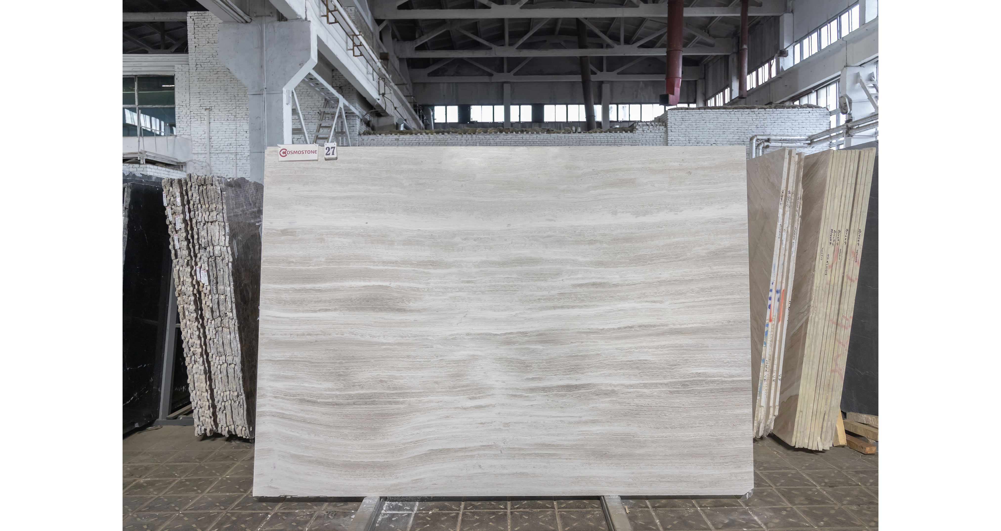 Мрамор Вайт Вуден / White Wooden — слэб 18 мм, полированный · 2630 × 1880 мм · партия И · № 027