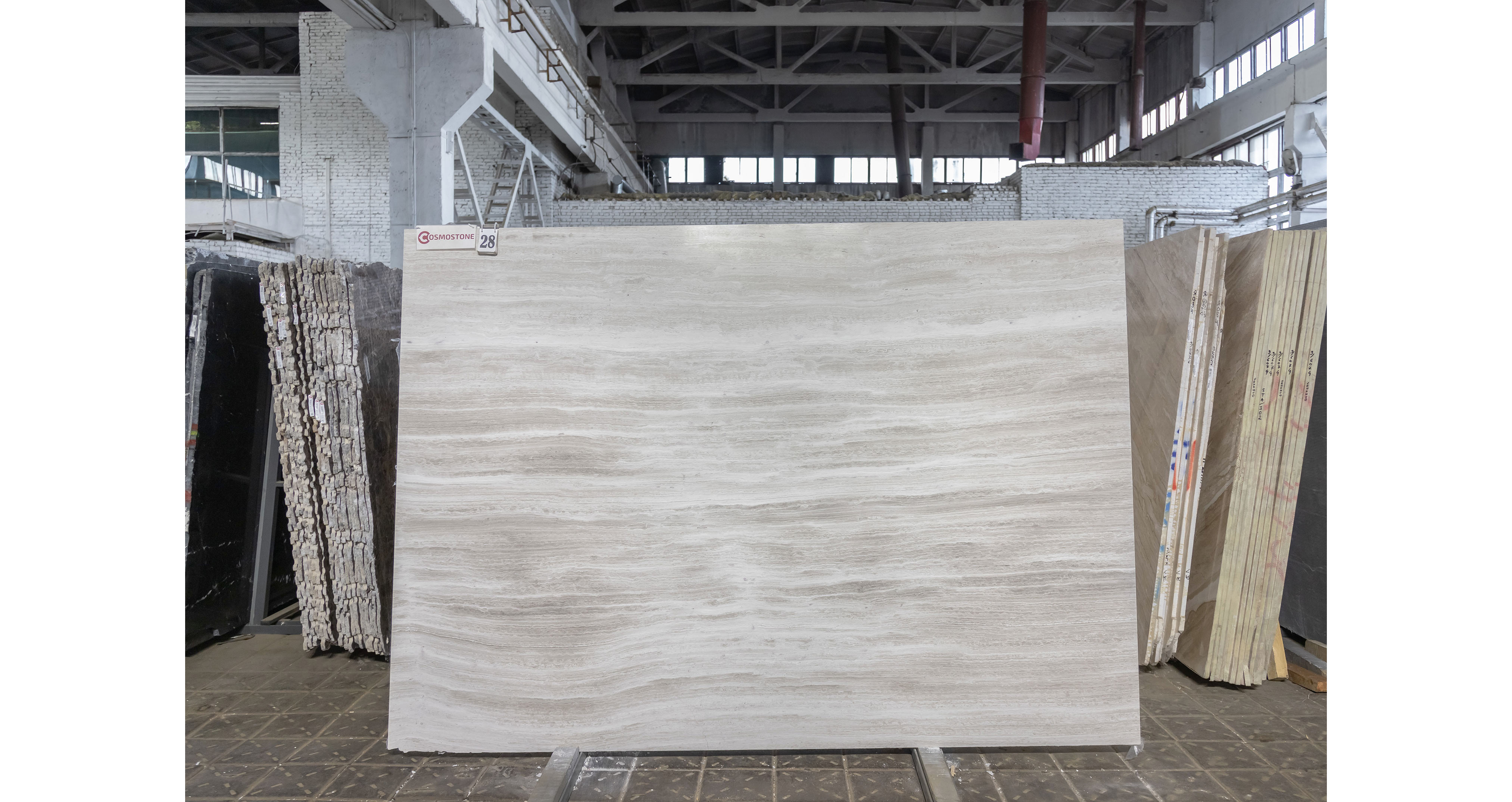 Мрамор Вайт Вуден / White Wooden — слэб 18 мм, полированный · 2630 × 1880 мм · партия И · № 028