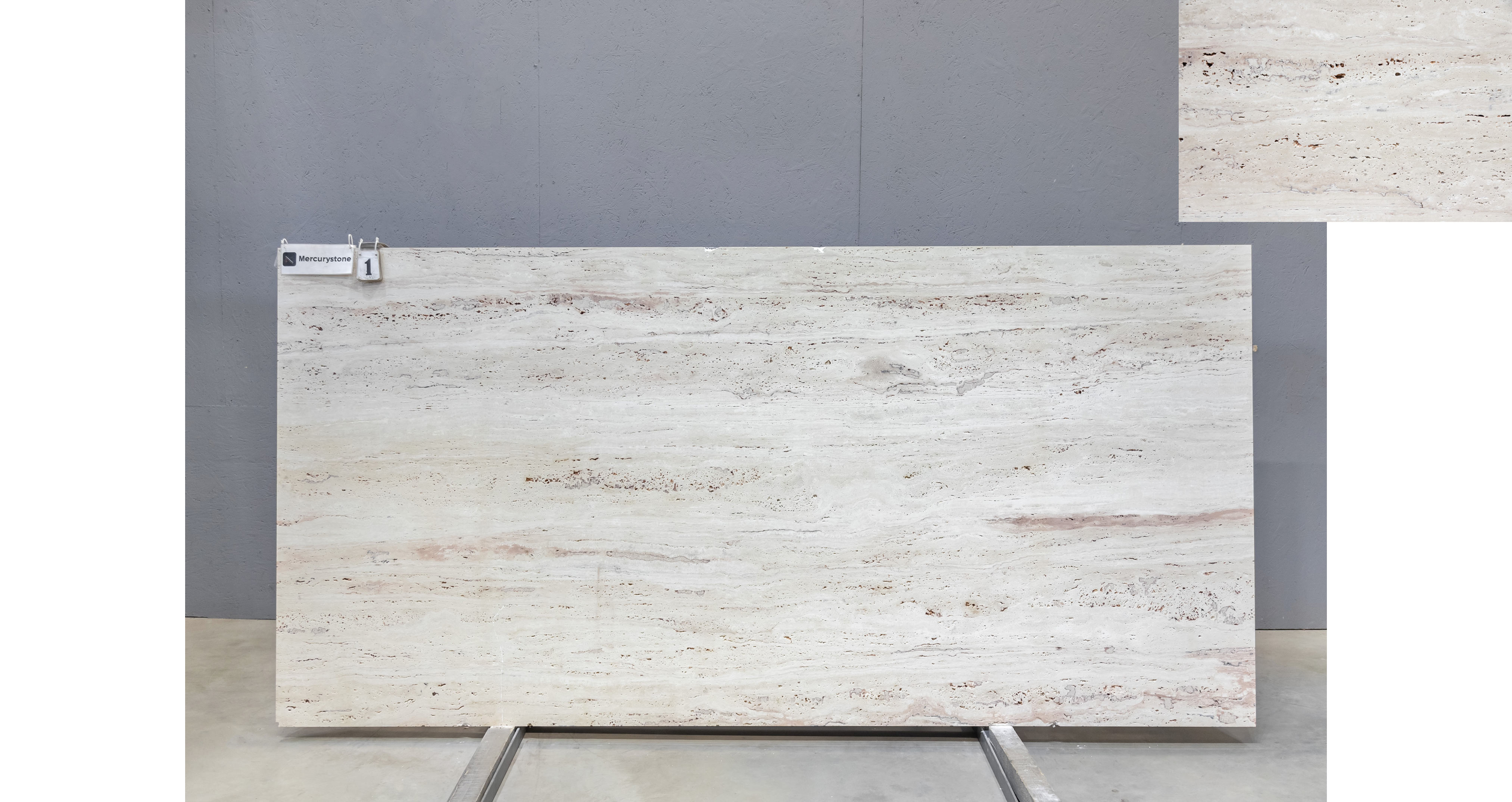 Травертин Айвори VC / Travertine Ivory VC — слэб 20 мм, шлифованный · 2900 × 1400 мм · партия П* · № 001