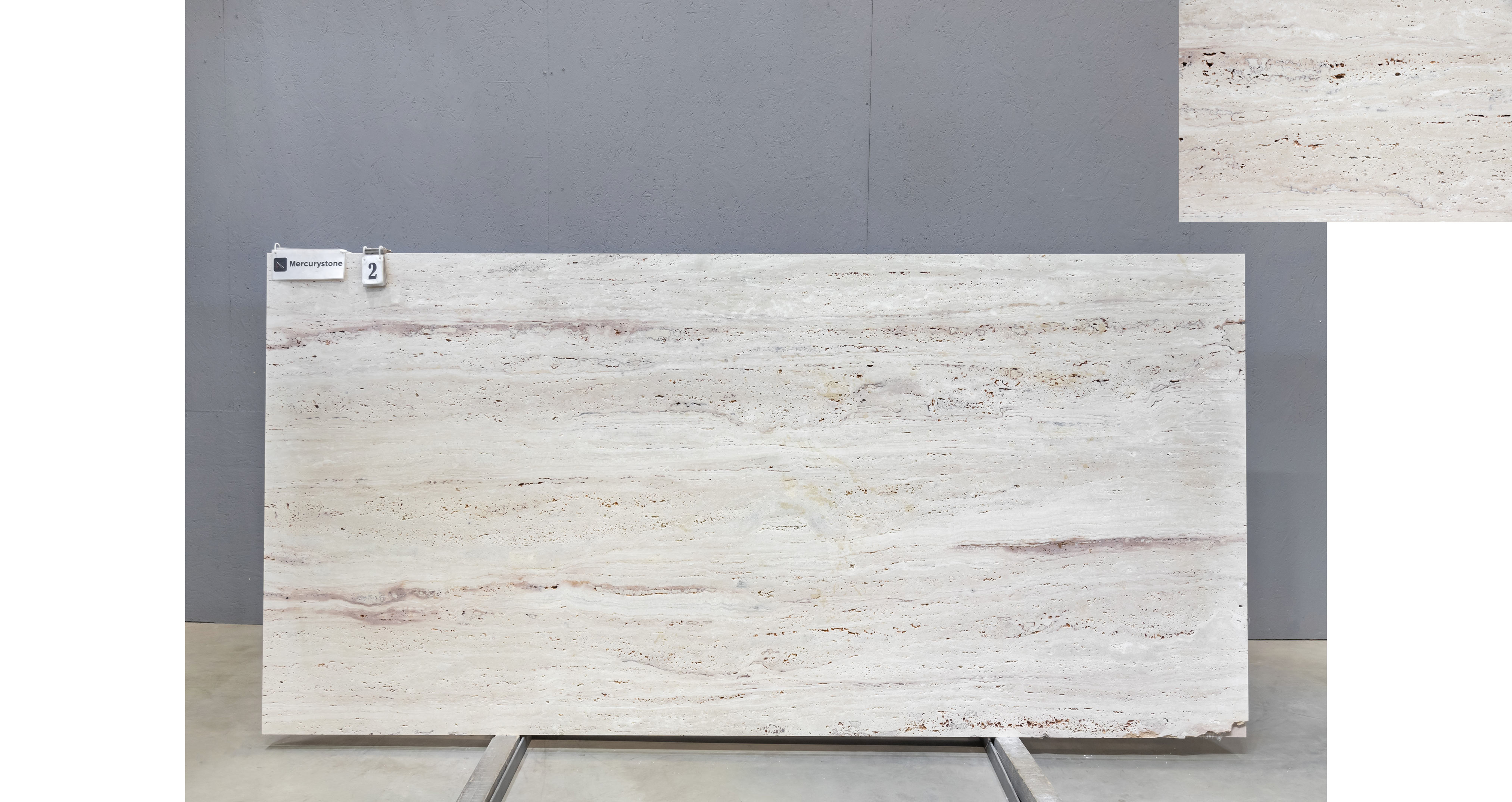 Травертин Айвори VC / Travertine Ivory VC — слэб 20 мм, шлифованный · 2900 × 1400 мм · партия П* · № 002