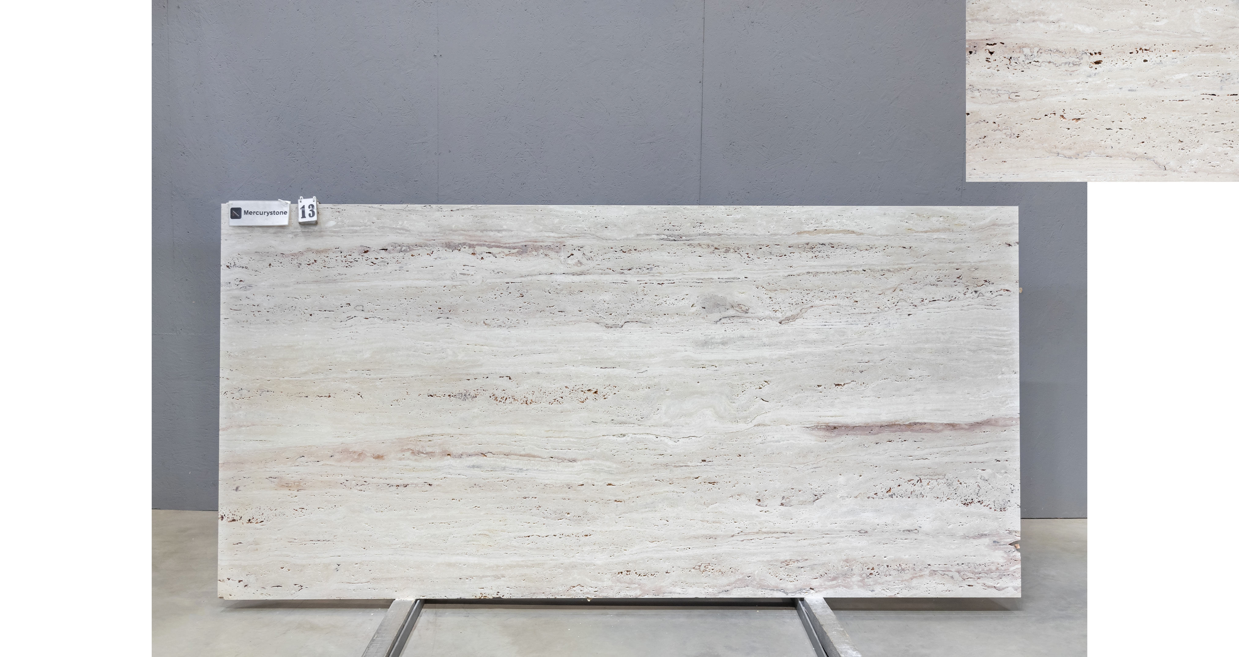 Травертин Айвори VC / Travertine Ivory VC — слэб 20 мм, шлифованный · 2900 × 1400 мм · партия П* · № 013