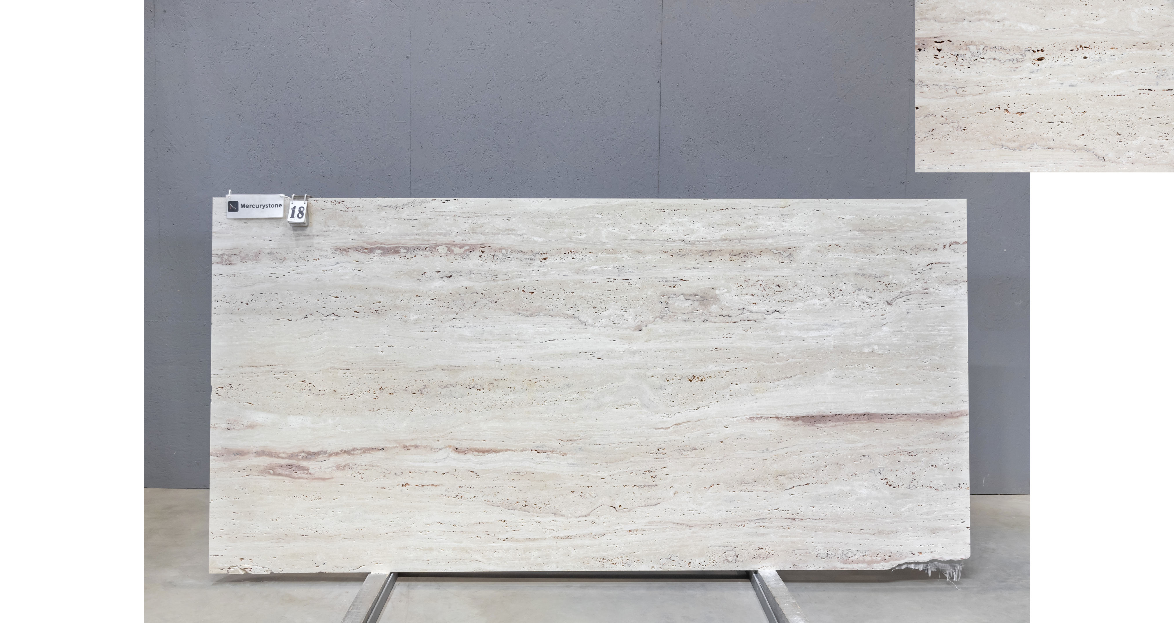 Травертин Айвори VC / Travertine Ivory VC — слэб 20 мм, шлифованный · 2900 × 1400 мм · партия П* · № 018