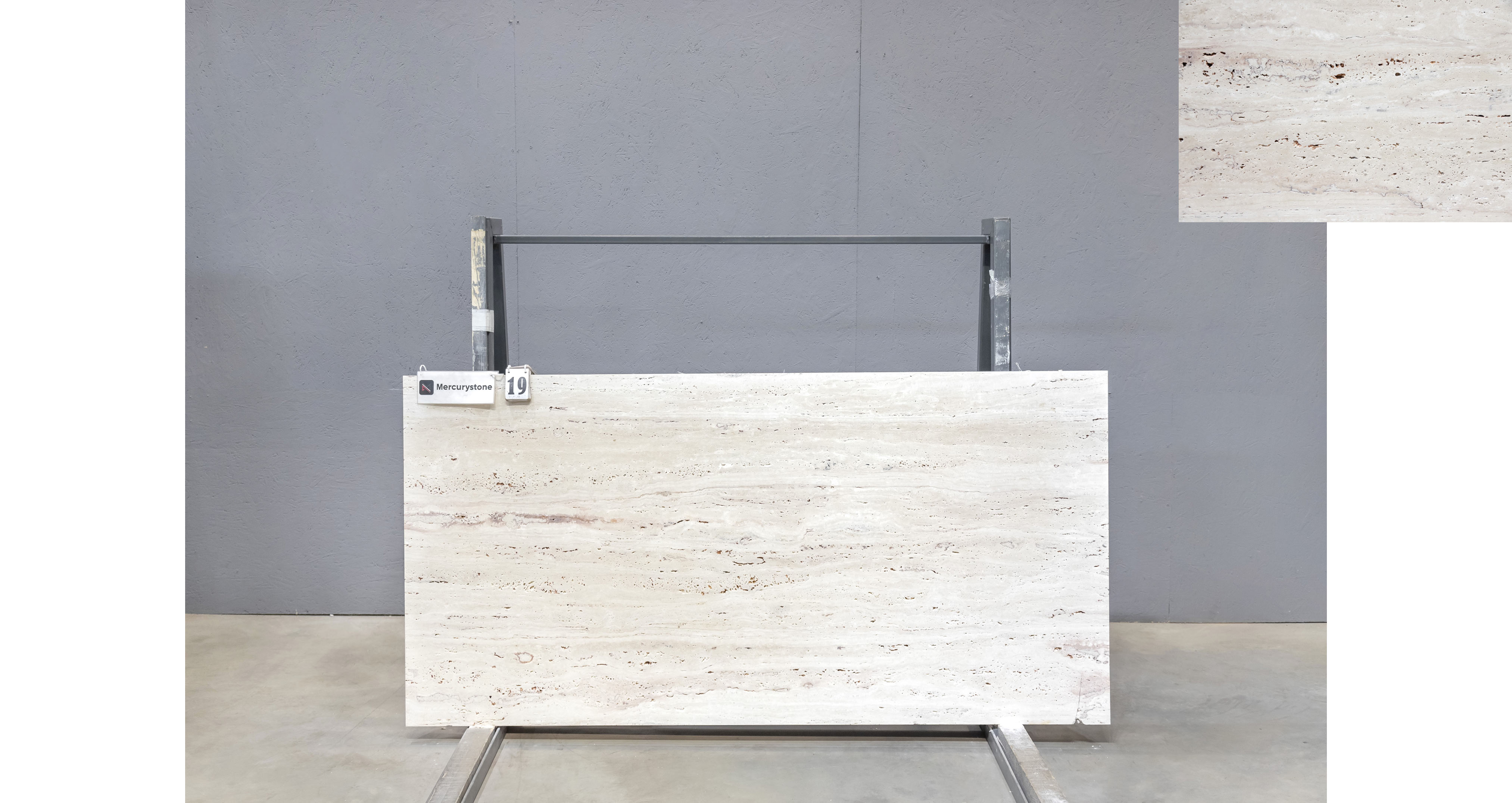 Травертин Айвори VC / Travertine Ivory VC — слэб 20 мм, шлифованный · 1950 × 950 мм · партия П* · № 019