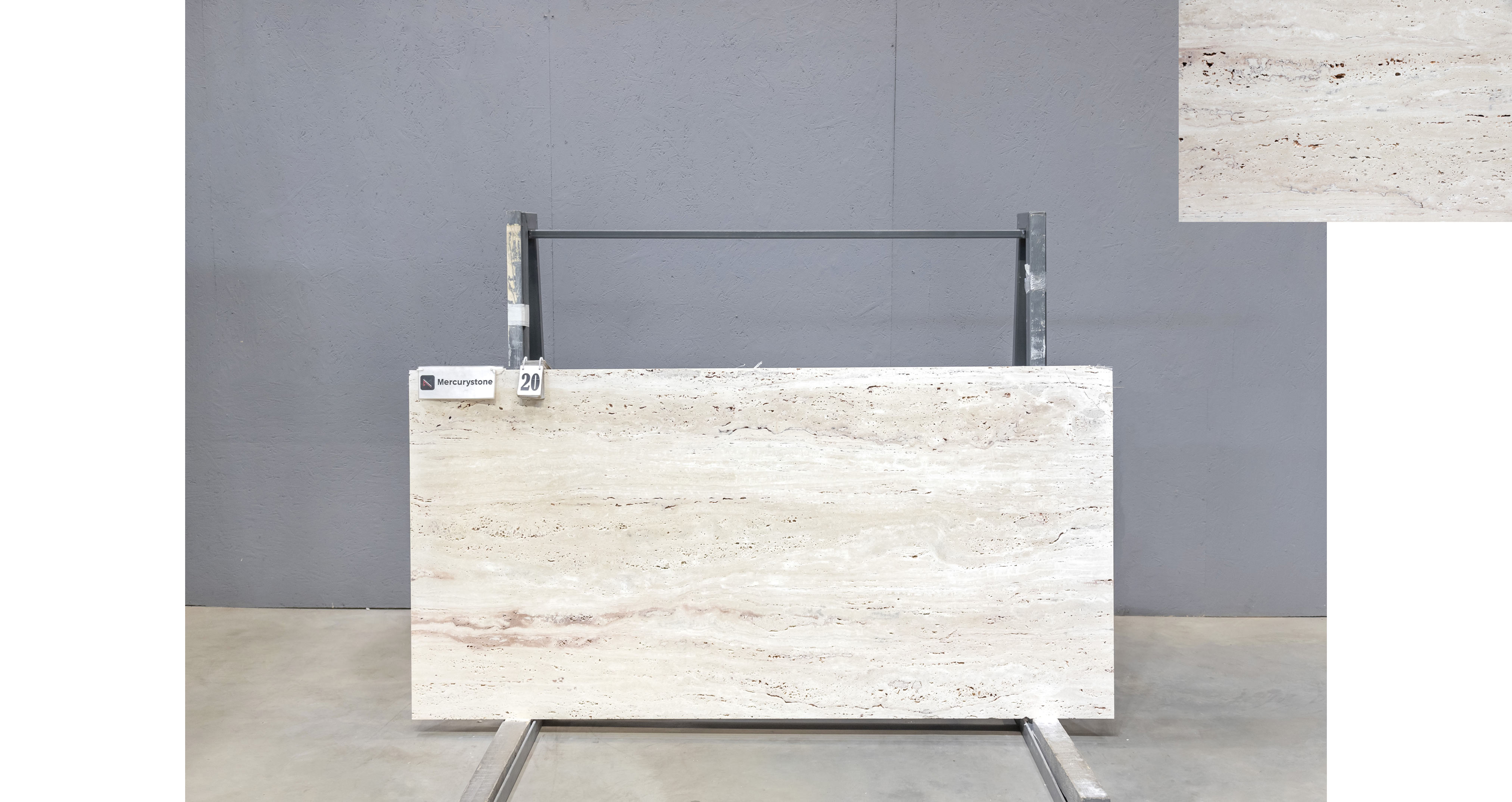 Травертин Айвори VC / Travertine Ivory VC — слэб 20 мм, шлифованный · 1950 × 950 мм · партия П* · № 020