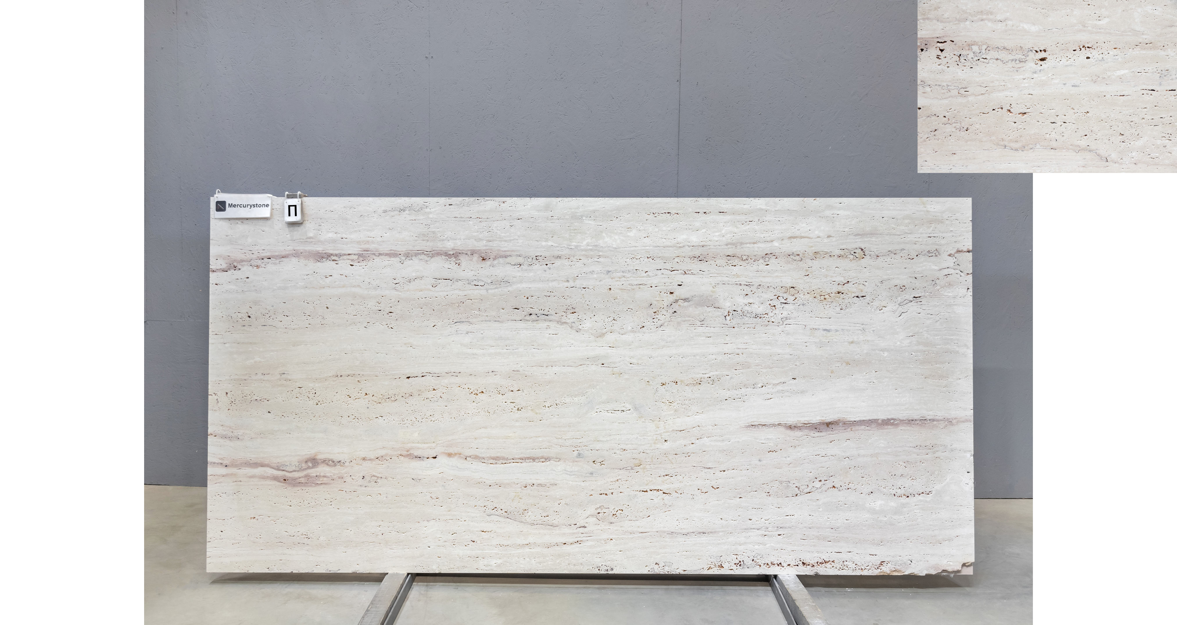Травертин Айвори VC / Travertine Ivory VC — слэб 20 мм, шлифованный · 2900 × 1430 мм · партия П* · № 068
