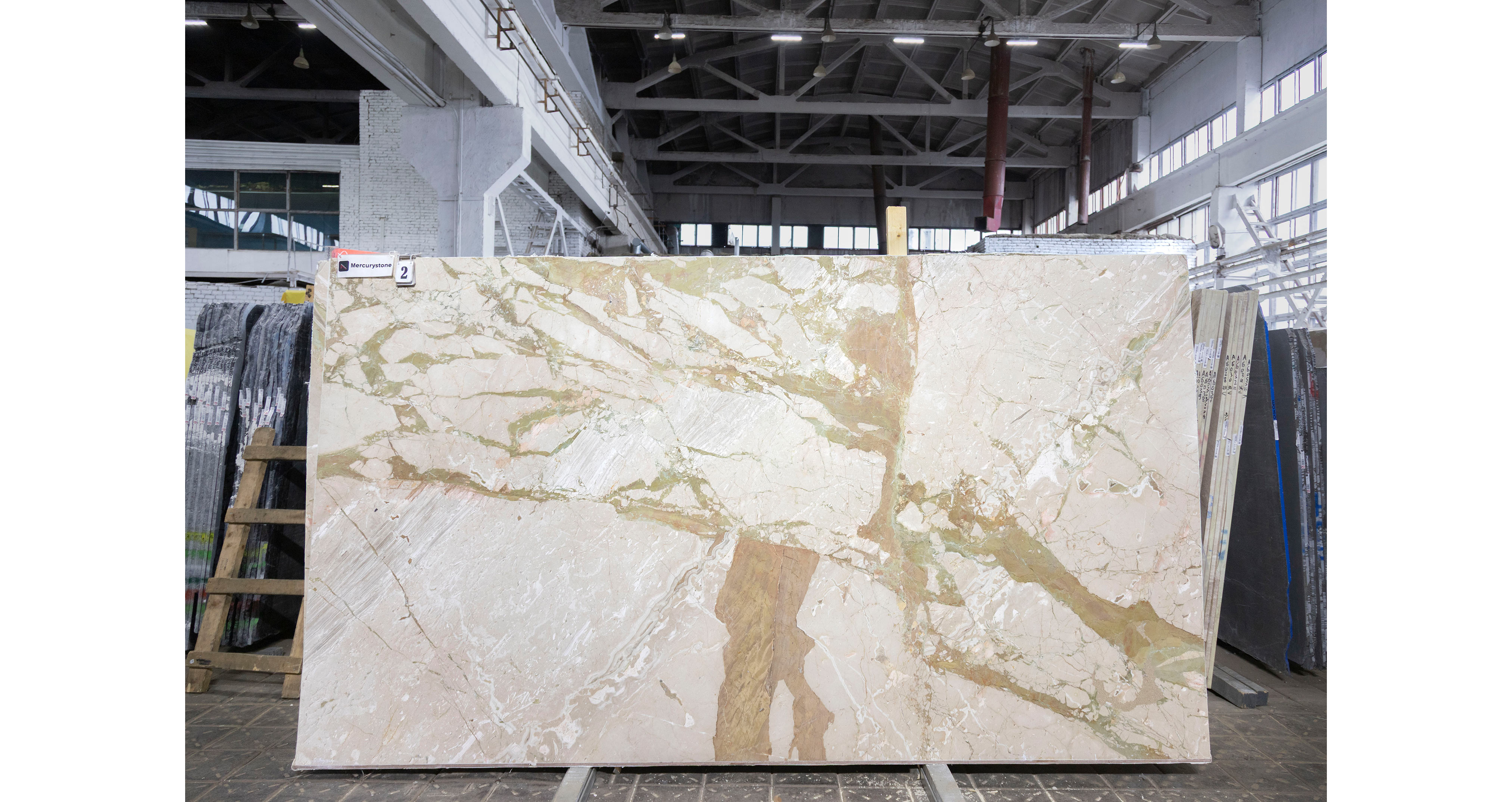 Мрамор Брекчия Тоскана / Breccia Toscana — слэб 20 мм, шлифованный · 3330 × 1890 мм · партия А* · № 002