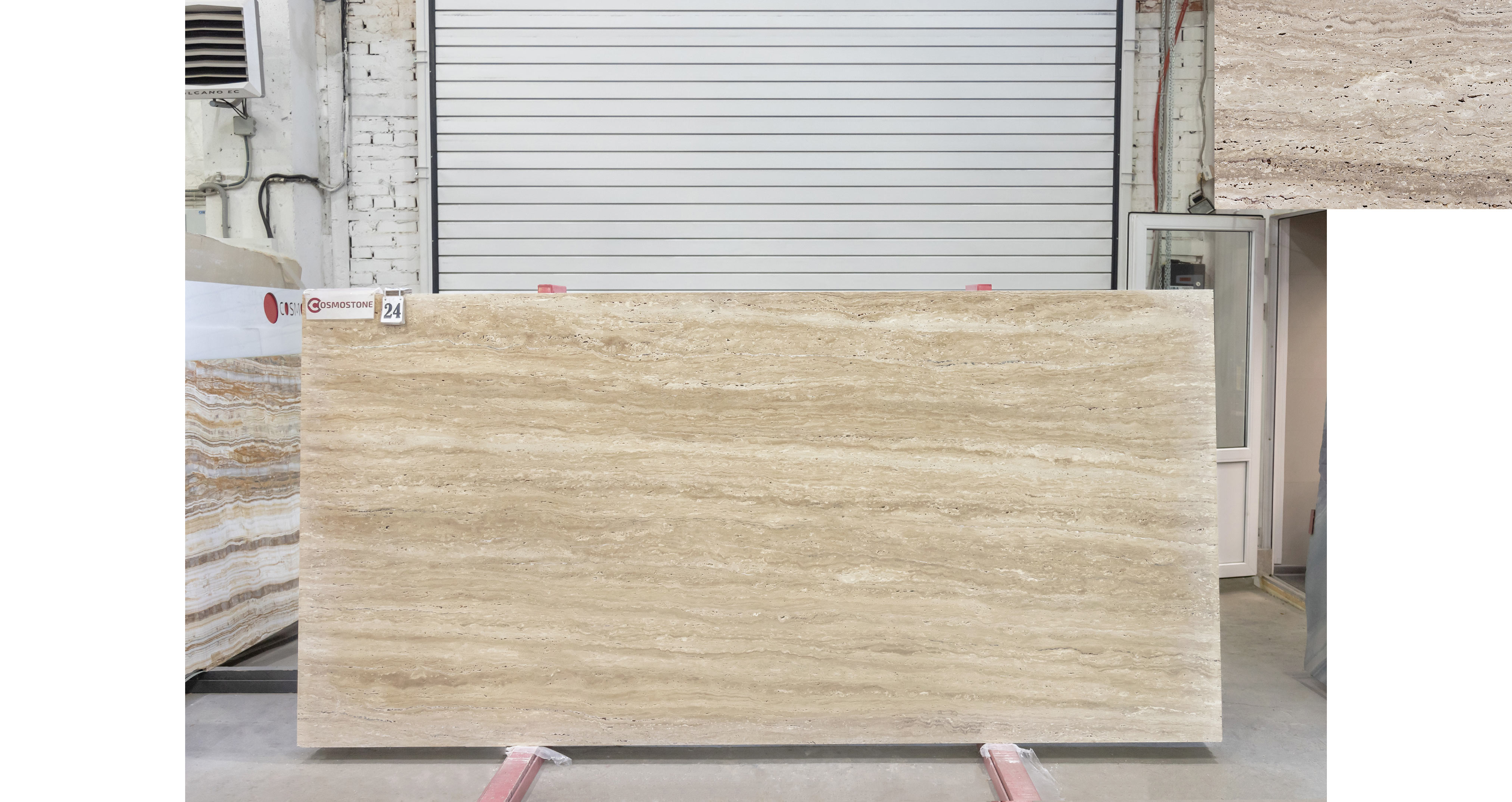 Травертин Айвори VC / Travertine Ivory VC — слэб 20 мм, незаполненный · 2900 × 1400 мм · партия Р · № 024