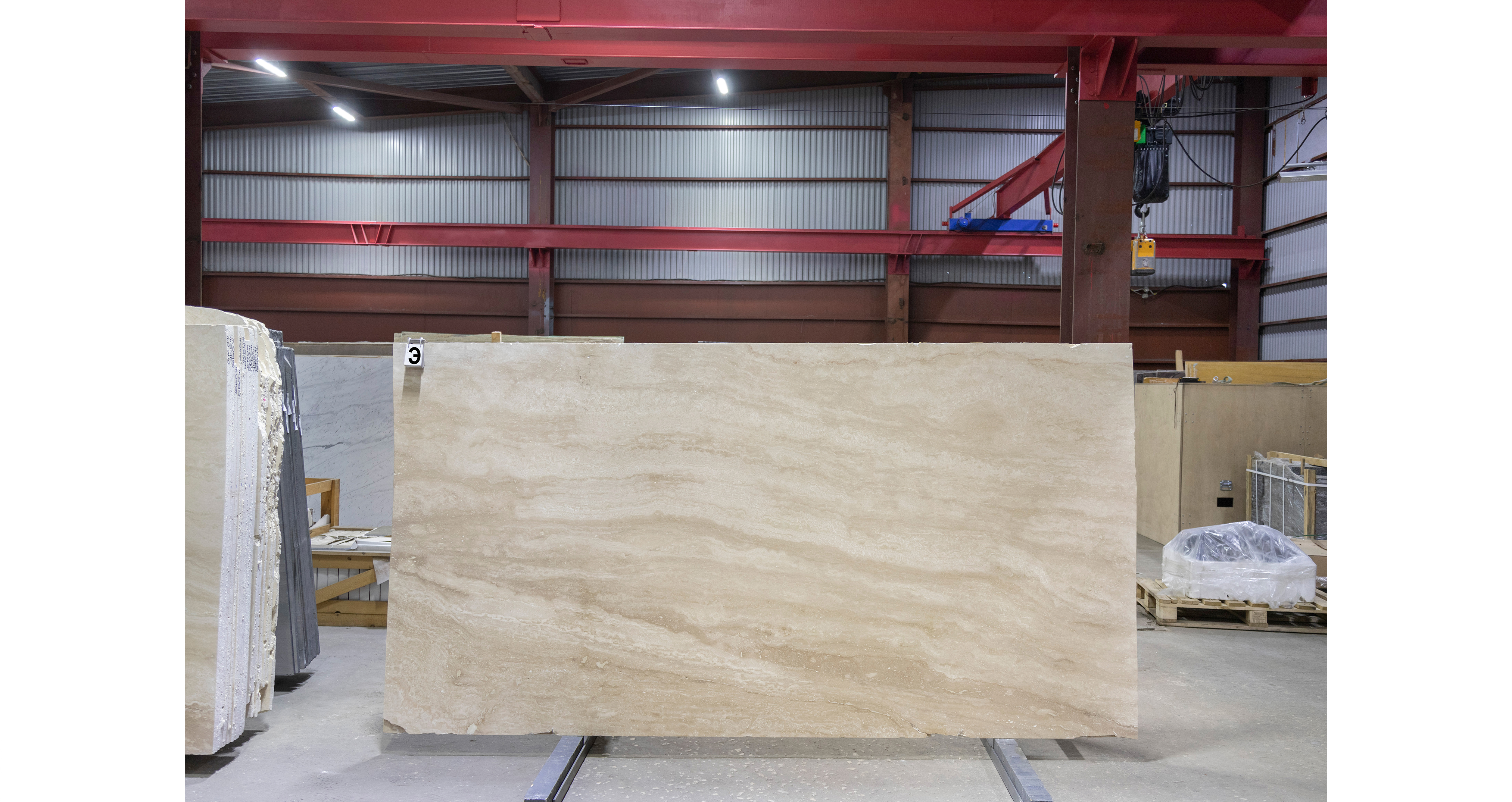 Травертин Классико Лайт VC / Travertine Classico Light VC — слэб 20 мм, шлифованный · 2550 × 630 мм · партия Ч · № 069